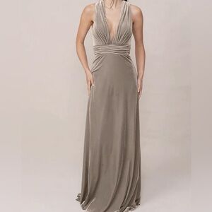 Revelry Maxi Dress in Elegant Silvery Sage Velvet